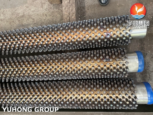 Industrial ASTM A213 Seamless Extruded Fin Pipe Tube With SS409 Studs