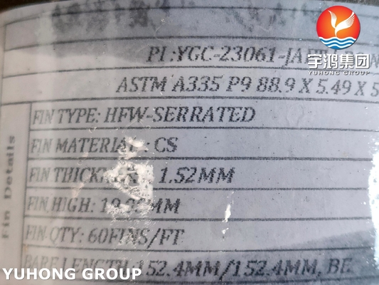 ASTM A335 P9 Serrated Finned Tube Tubular Heating For Power Plants